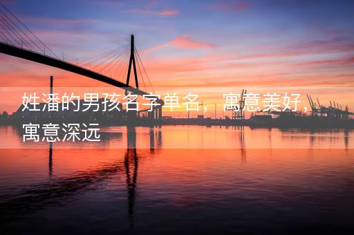 姓潘的男孩名字单名，寓意美好，寓意深远