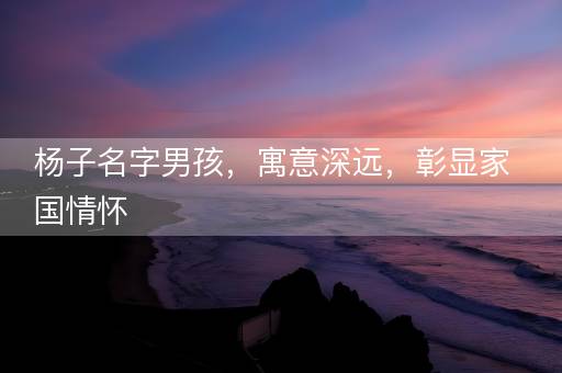 杨子名字男孩，寓意深远，彰显家国情怀