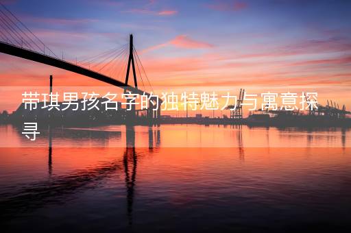 带琪男孩名字的独特魅力与寓意探寻