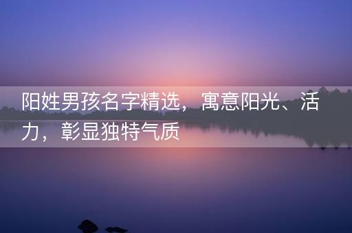 阳姓男孩名字精选,寓意阳光、活力,彰显独特气质 阳姓男孩名字精选,寓意阳光、活力,彰显独特气质