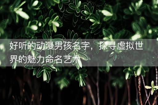 好听的动漫男孩名字,探寻虚拟世界的魅力命名艺术 好听的动漫男孩名字,探寻虚拟世界的魅力命名艺术