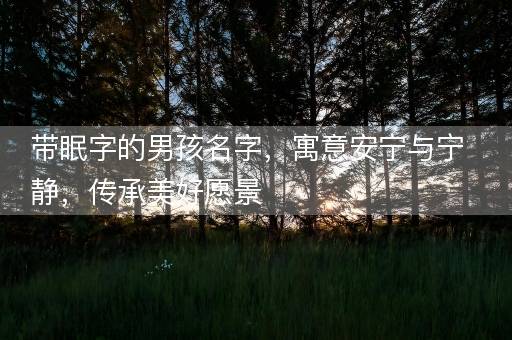带眠字的男孩名字，寓意安宁与宁静，传承美好愿景