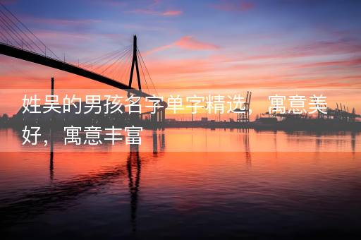 姓吴的男孩名字单字精选，寓意美好，寓意丰富