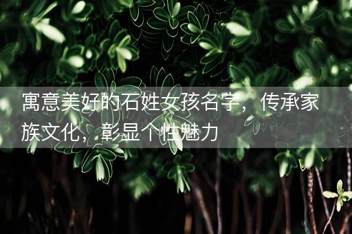 寓意美好的石姓女孩名字，传承家族文化，彰显个性魅力