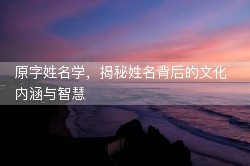 原字姓名学,揭秘姓名背后的文化内涵与智慧 原字姓名学,揭秘姓名背后的文化内涵与智慧