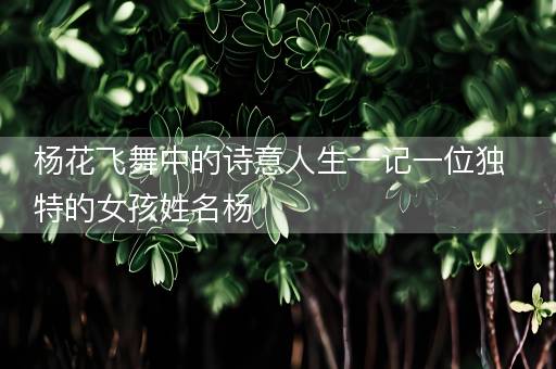 杨花飞舞中的诗意人生—记一位独特的女孩姓名杨 杨花飞舞中的诗意人生—记一位独特的女孩姓名杨