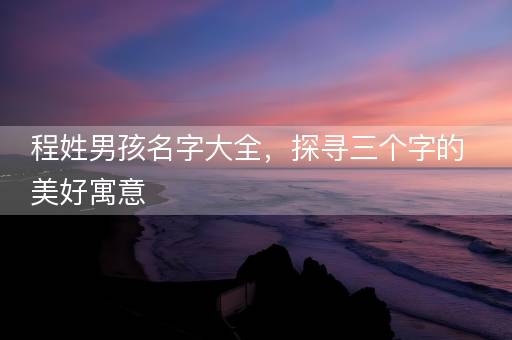 程姓男孩名字大全,探寻三个字的美好寓意 程姓男孩名字大全,探寻三个字的美好寓意
