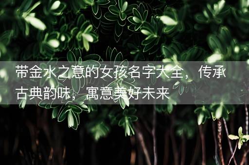带金水之意的女孩名字大全，传承古典韵味，寓意美好未来