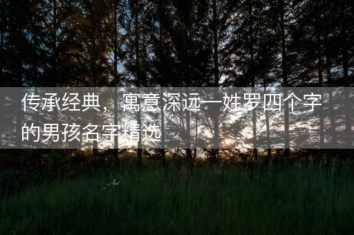 传承经典，寓意深远—姓罗四个字的男孩名字精选