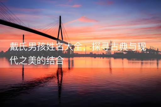 戴氏男孩姓名大全，探寻古典与现代之美的结合