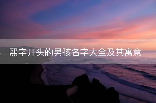 熙字开头的男孩名字大全及其寓意