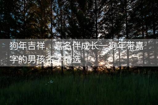 狗年吉祥,嘉名伴成长—狗年带嘉字的男孩名字精选 狗年吉祥,嘉名伴成长—狗年带嘉字的男孩名字精选