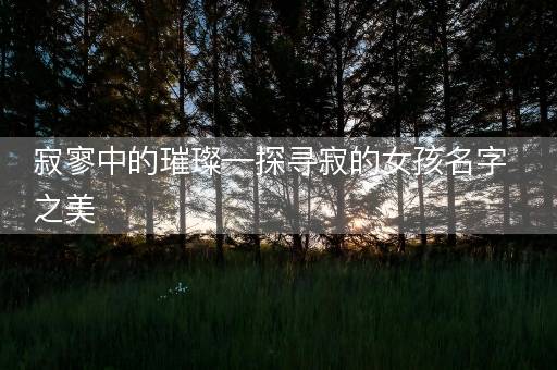 寂寥中的璀璨—探寻寂的女孩名字之美