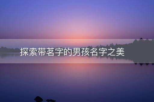探索带茗字的男孩名字之美