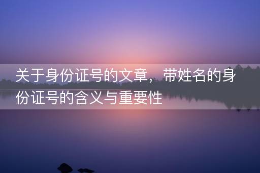 关于身份证号的文章，带姓名的身份证号的含义与重要性