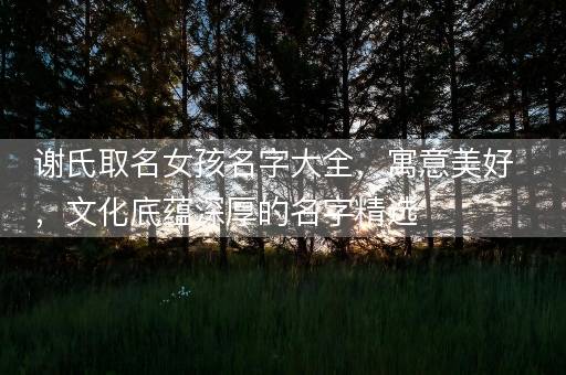 谢氏取名女孩名字大全,寓意美好,文化底蕴深厚的名字精选 谢氏取名女孩名字大全,寓意美好,文化底蕴深厚的名字精选