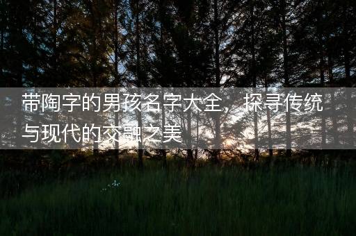 带陶字的男孩名字大全,探寻传统与现代的交融之美 带陶字的男孩名字大全,探寻传统与现代的交融之美