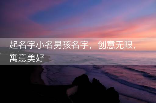 起名字小名男孩名字，创意无限，寓意美好