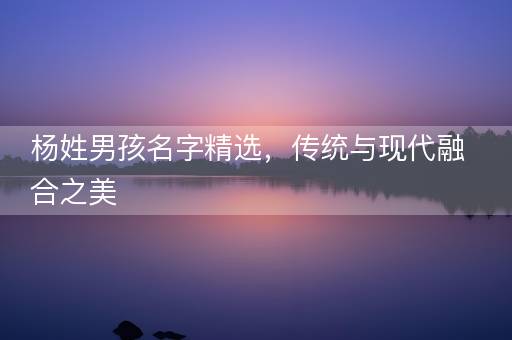 杨姓男孩名字精选，传统与现代融合之美