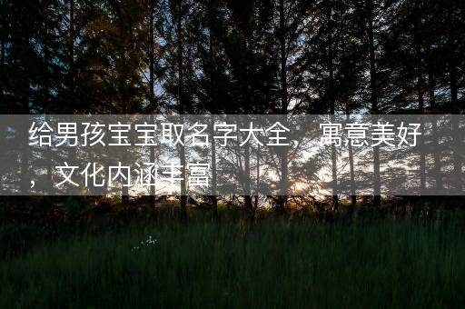 给男孩宝宝取名字大全，寓意美好，文化内涵丰富