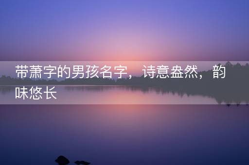 带萧字的男孩名字，诗意盎然，韵味悠长