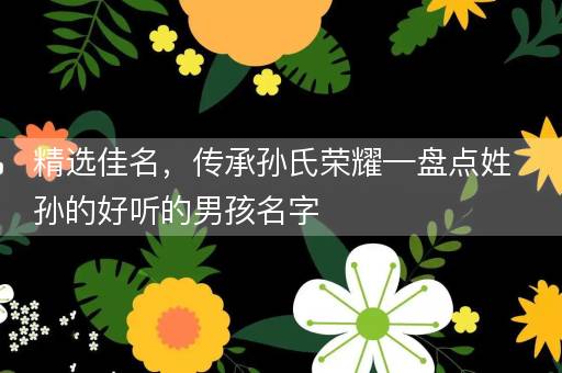 精选佳名,传承孙氏荣耀—盘点姓孙的好听的男孩名字 精选佳名,传承孙氏荣耀—盘点姓孙的好听的男孩名字