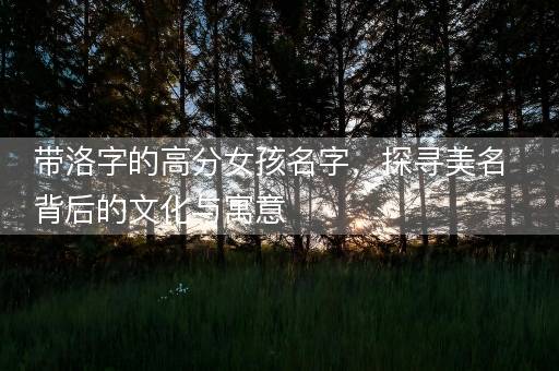 带洛字的高分女孩名字，探寻美名背后的文化与寓意