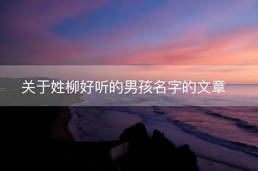 关于姓柳好听的男孩名字的文章 关于姓柳好听的男孩名字的文章