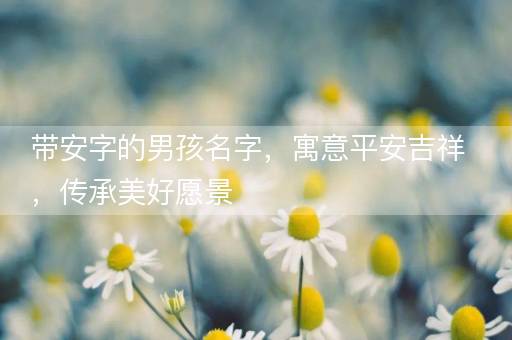 带安字的男孩名字，寓意平安吉祥，传承美好愿景