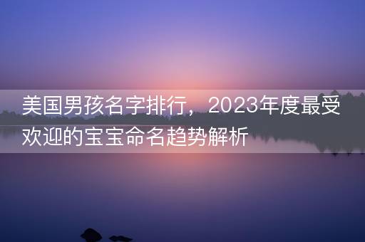 美国男孩名字排行，2023年度最受欢迎的宝宝命名趋势解析