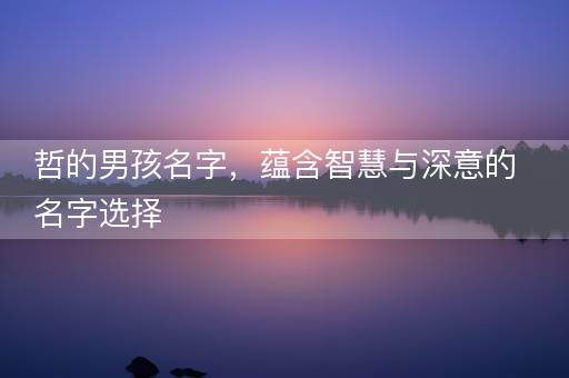 哲的男孩名字，蕴含智慧与深意的名字选择