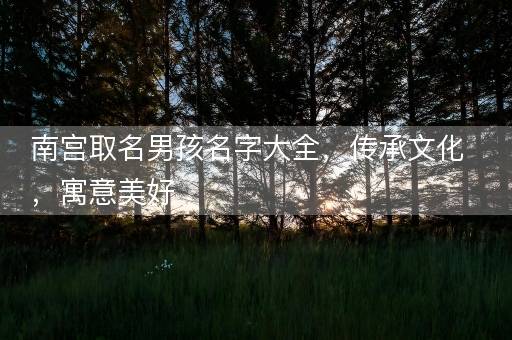 南宫取名男孩名字大全，传承文化，寓意美好