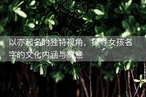 以亦起名的独特视角，探寻女孩名字的文化内涵与寓意