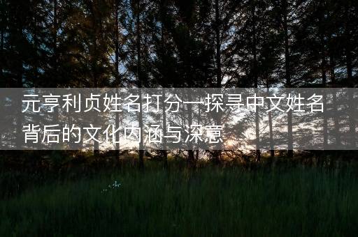 元亨利贞姓名打分—探寻中文姓名背后的文化内涵与深意