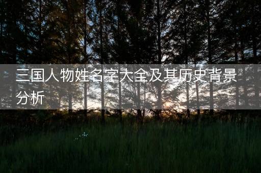 三国人物姓名字大全及其历史背景分析