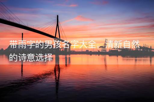 带雨字的男孩名字大全，清新自然的诗意选择