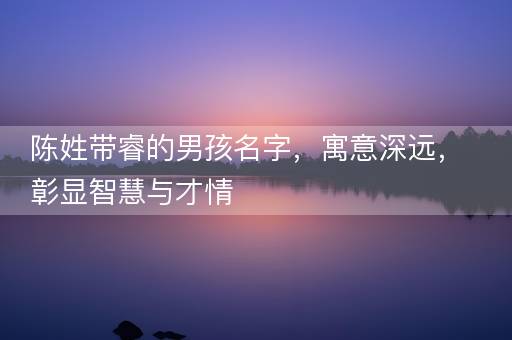 陈姓带睿的男孩名字，寓意深远，彰显智慧与才情