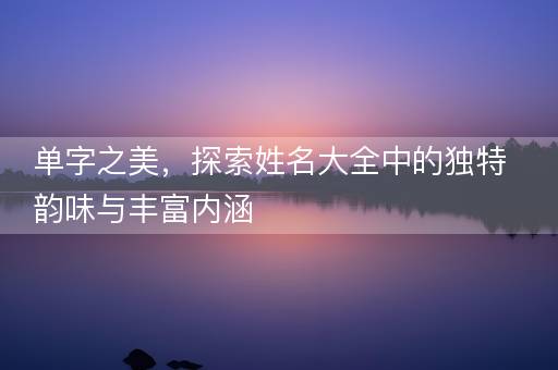 单字之美，探索姓名大全中的独特韵味与丰富内涵