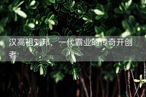 汉高祖刘邦，一代霸业的传奇开创者