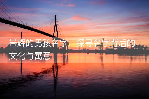 带辉的男孩名字，探寻名字背后的文化与寓意
