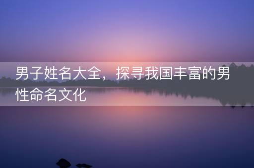 男子姓名大全，探寻我国丰富的男性命名文化