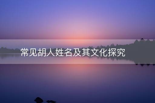 常见胡人姓名及其文化探究