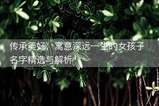 传承美好，寓意深远—生的女孩子名字精选与解析