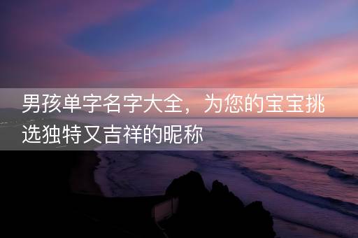男孩单字名字大全，为您的宝宝挑选独特又吉祥的昵称