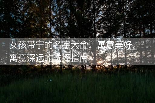 女孩带宁的名字大全，寓意美好，寓意深远的选择指南