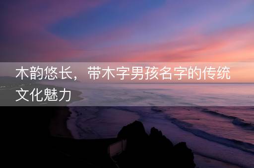 木韵悠长，带木字男孩名字的传统文化魅力