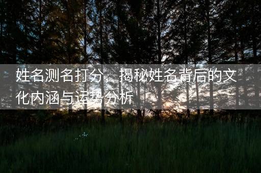 姓名测名打分，揭秘姓名背后的文化内涵与运势分析