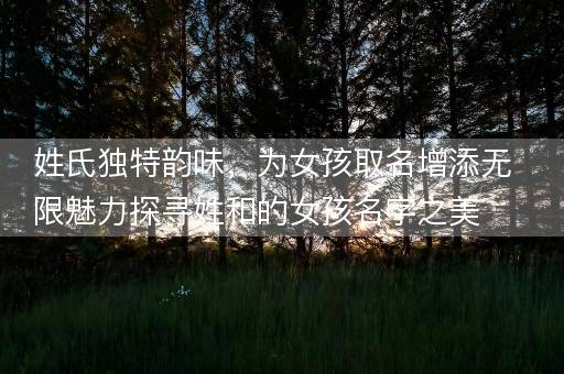 姓氏独特韵味，为女孩取名增添无限魅力探寻姓和的女孩名字之美