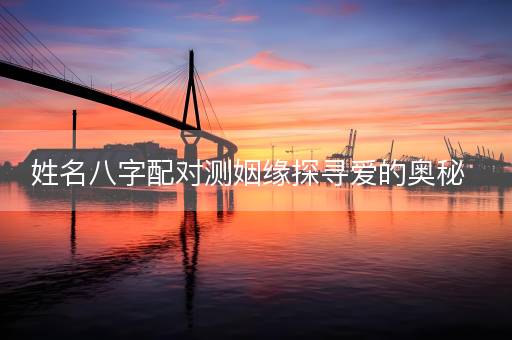 姓名八字配对测姻缘探寻爱的奥秘