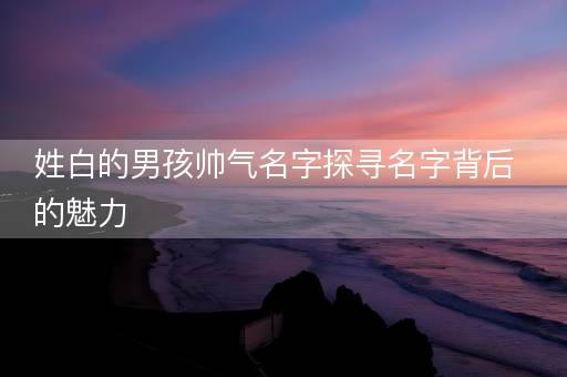 姓白的男孩帅气名字探寻名字背后的魅力